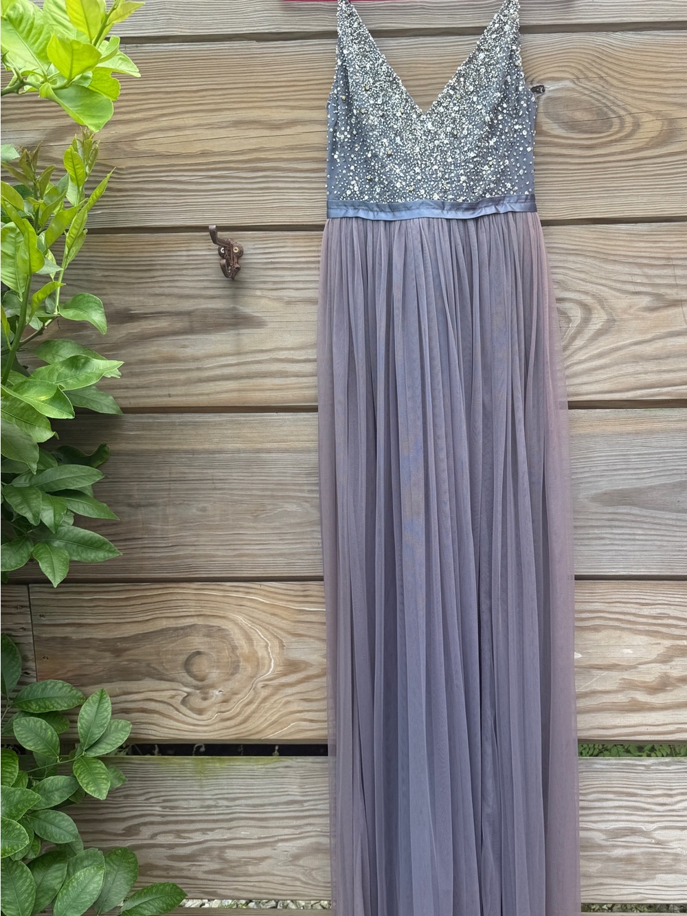 BHLDN Dusty Lavender Beaded Tulle Wedding Dress